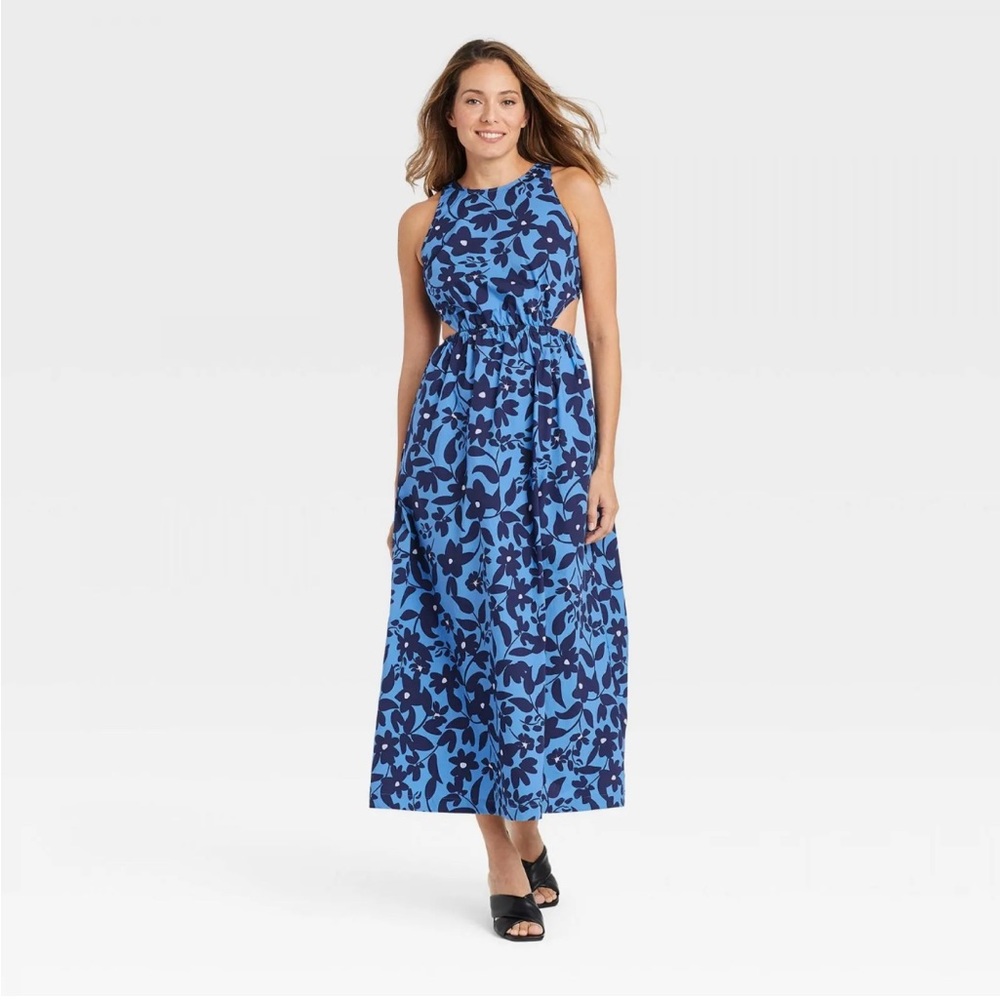 Who What Wear Seaside Floral Dress with side cutouts Size XL-New with tags
